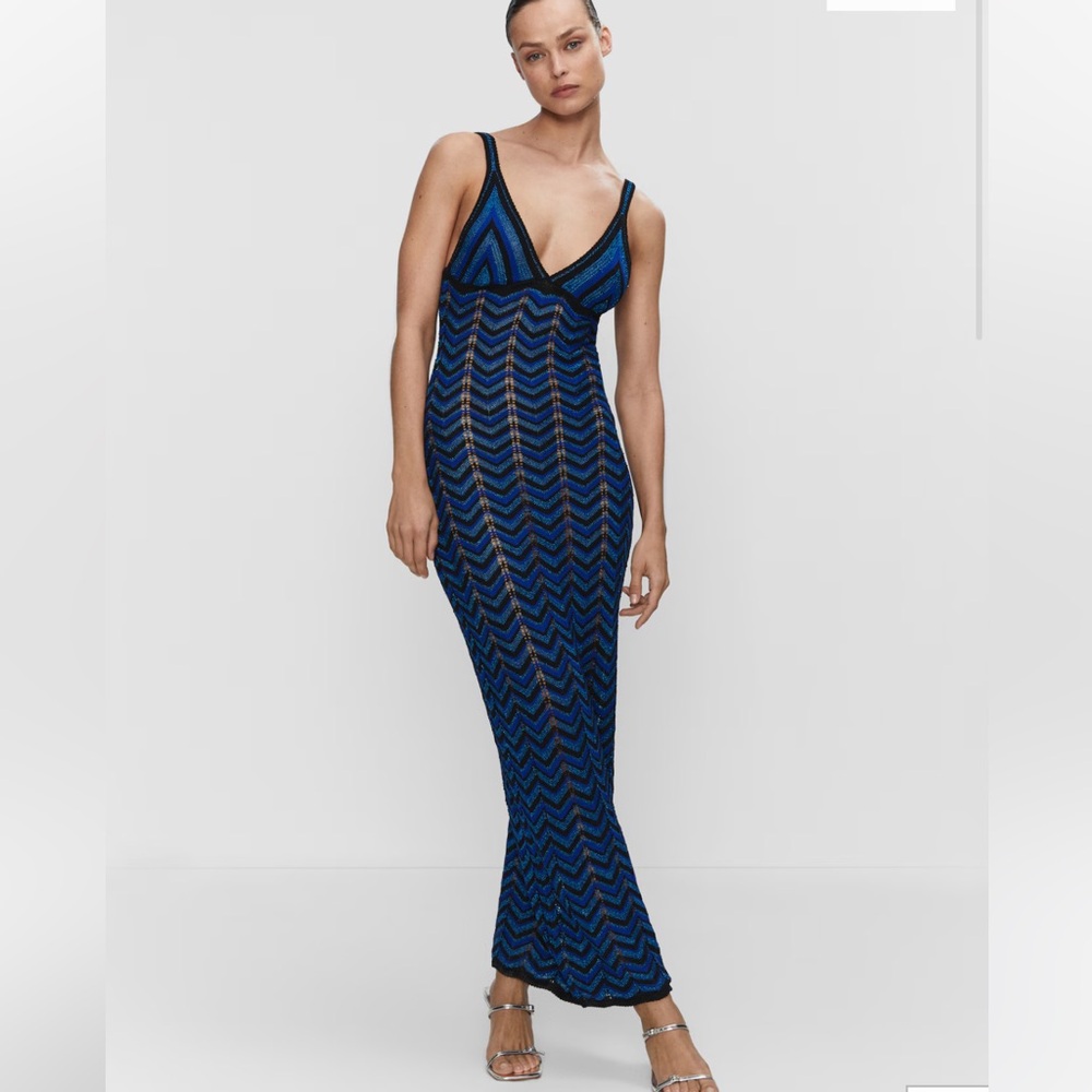 Mango lurex open knit dress
